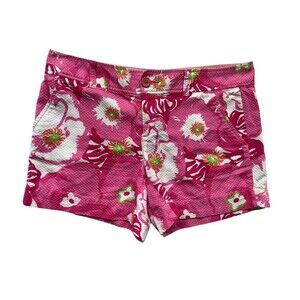 Lilly Pulitzer Women Callahan Short Size 6 Cherry Begonia Pink Seersucker Resort